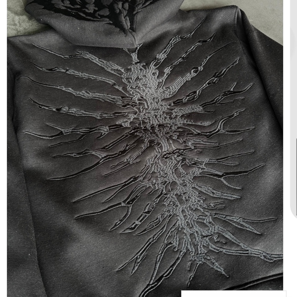 Black Hoodie with Textured Design